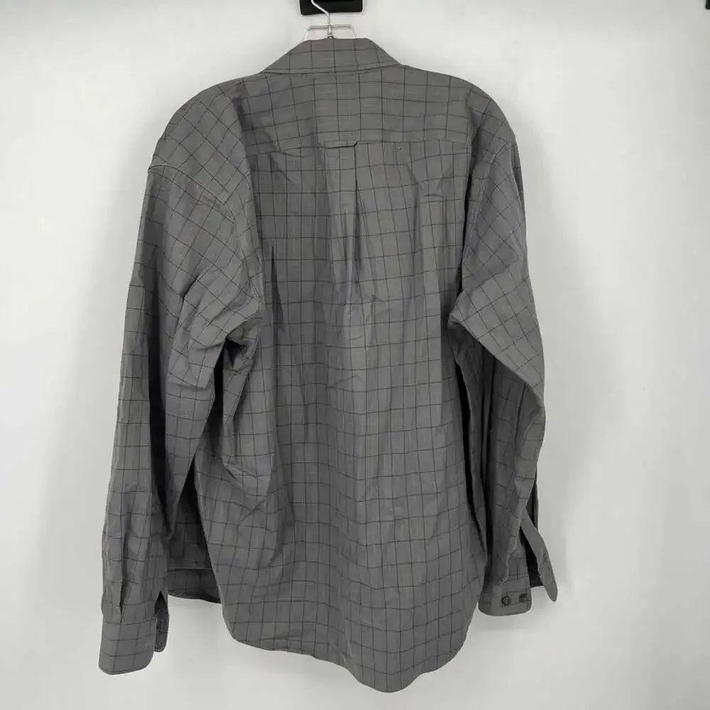 Eddie Bauer Gray Plaid Cotton Long Sleeve Button-Up Shirt | Size M